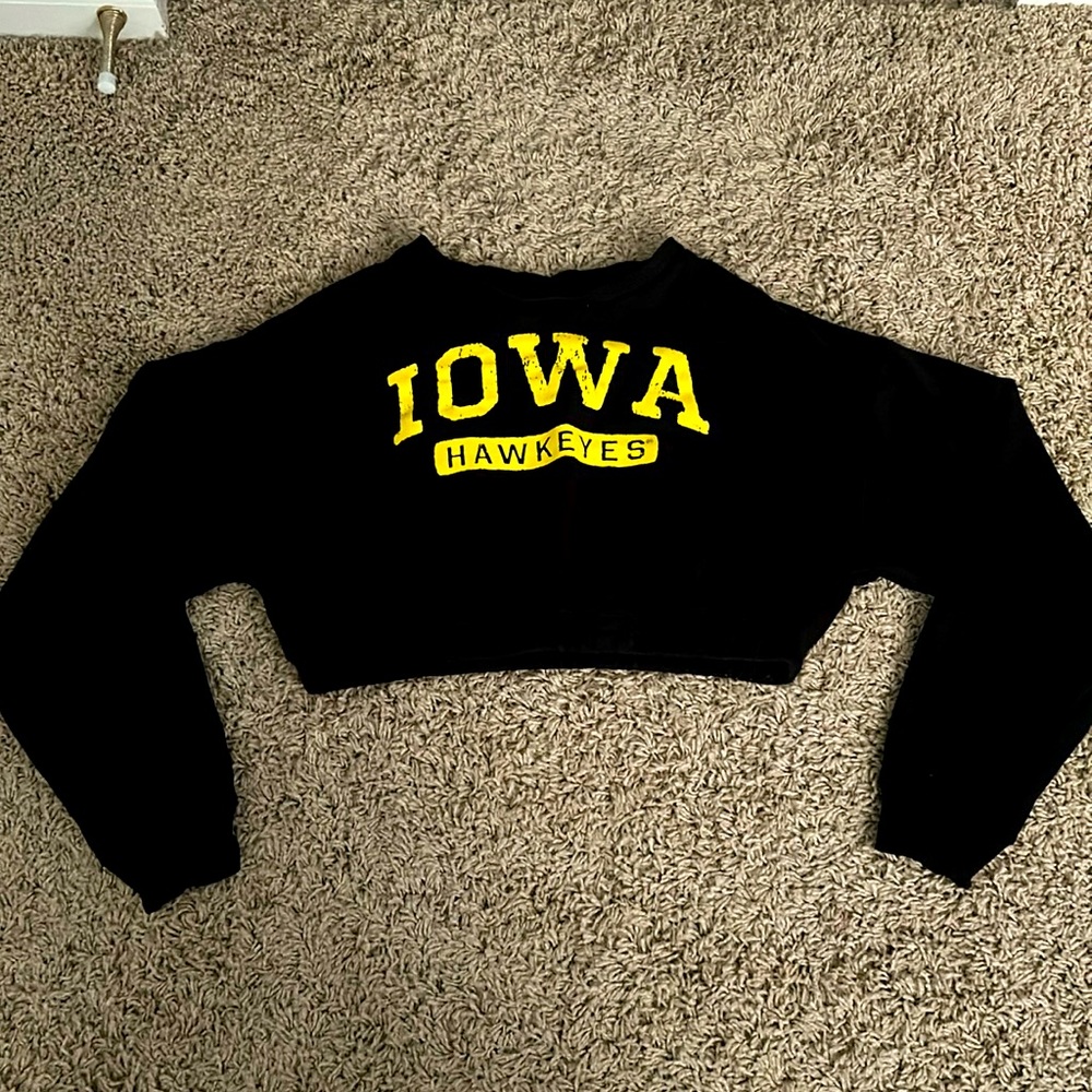 Iowa Hawkeyes Cropped Crewneck. Game Day Sweatshirt.